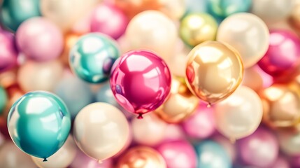 Colorful balloons in a festive blur. Template for quotes, and greetings cards.