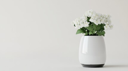 Fototapeta premium A vase that doubles as a small robot, tending to the flowers it holds