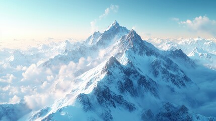 Obraz premium Majestic Snow-Covered Mountain Range from Above