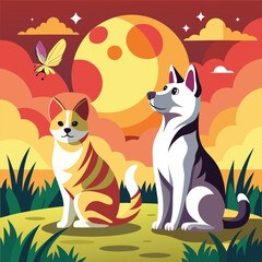 Dog and Cat Vector Design