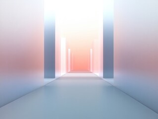 Fototapeta premium Blue Pink Receding Light Corridor