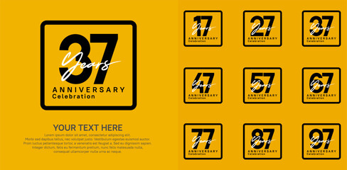 anniversary set logo style with black and white color in square for company celebration moment