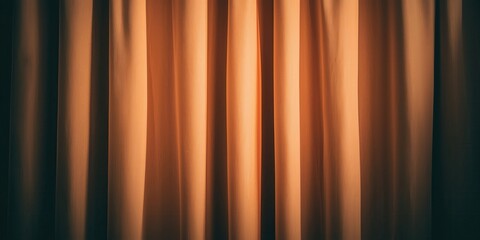 Elegant close-up of lighted stage curtains with warm tones, ideal for theater, drama, and performance-themed compositions.