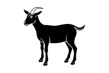 Goat Silhouette Vector Illustration, liner art animal with white background