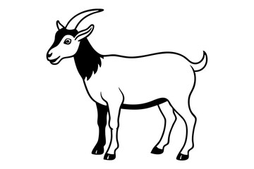 Goat Silhouette Vector Illustration, liner art animal with white background