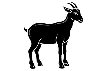 Goat Silhouette Vector Illustration, liner art animal with white background