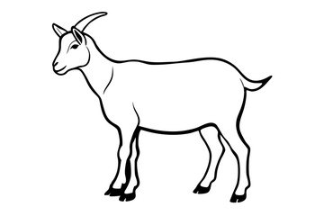 Goat Silhouette Vector Illustration, liner art animal with white background