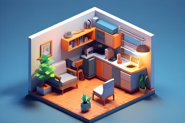 3d render of a modern home inside