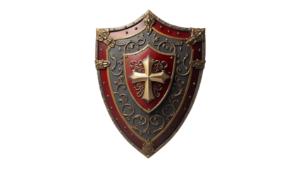 Regal Red and Gold Shield Design