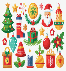 Set  of Christmas icons vector