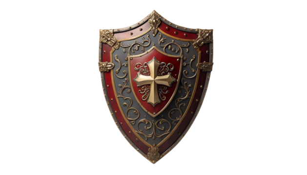Regal Red and Gold Shield Design