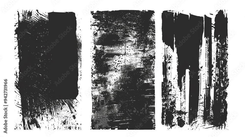 Wall mural abstract grunge rectangular frames collection, set of 3 white background grunge abstract dirty backg