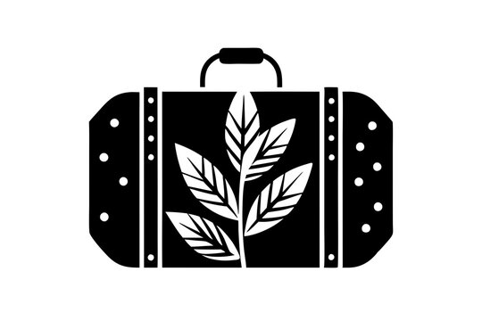 recommend clip art: Suitcase Silhouette with Leaves, Vector Illustration, Travel Nature Design, Clipart