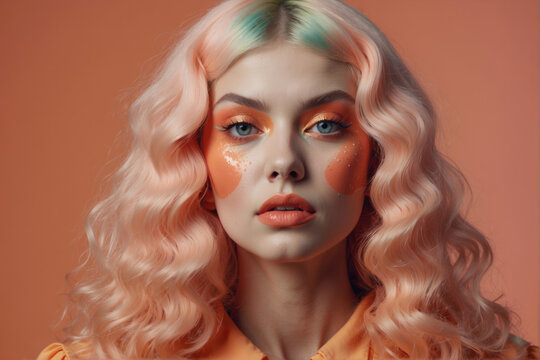 Beautiful pale orange aesthetic make up concept banner
