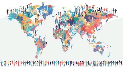 People celebrating World Population Day, highlighting global awareness and community engagement with a focus on diverse individuals and collective action.