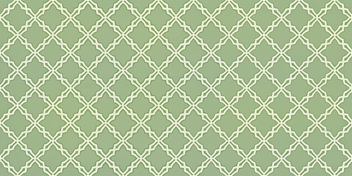Repeating sage green trellis pattern with solid and outlined shapes