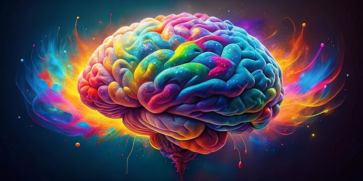Vibrant and diverse brain representing various thoughts and emotions, highlighting the importance of mental health