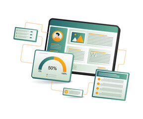 Tablet displaying graph with person analyzing data