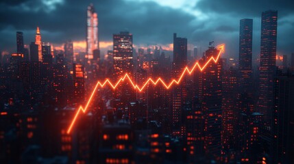 Fototapeta premium An artistic representation of a city skyline growing from a business graph. 