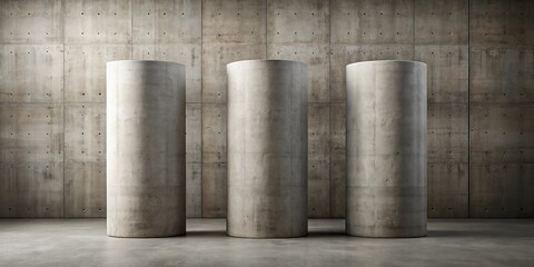 Industrial abstract background featuring three horizontal concrete cylinders