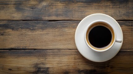 Obraz premium Cozy Cup of Fresh Brewed Coffee on Rustic Wooden Table