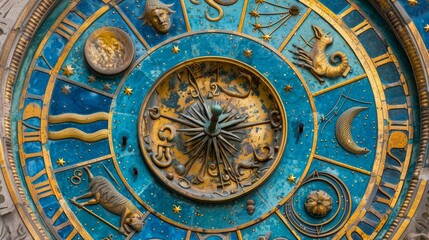 Obraz premium Astrological horoscope circle with zodiac sings