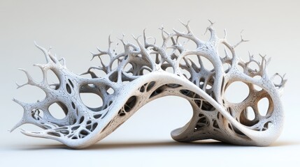 Obraz premium A 3D model of intertwined organic forms with a soothing color palette and intricate details, evoking natural growth.