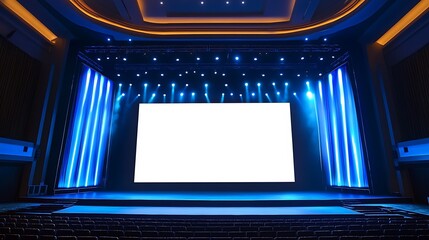 Obraz premium Modern Business Event Stage with Big Blank Screen and Clean, Elegant Lighting for Corporate Gatherings