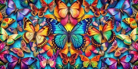 Vibrant and intricate butterfly kaleidoscope patterns in a dreamy array of colors