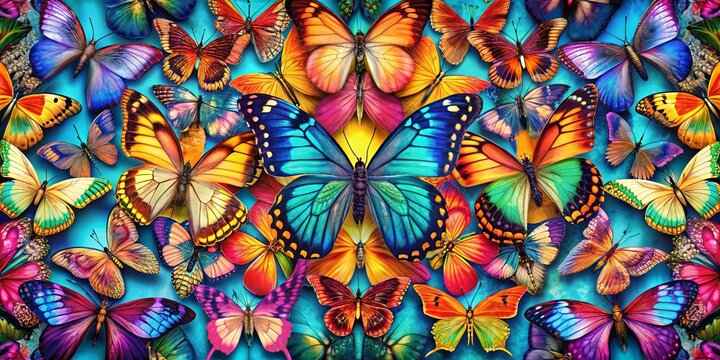 Vibrant and intricate butterfly kaleidoscope patterns in a dreamy array of colors