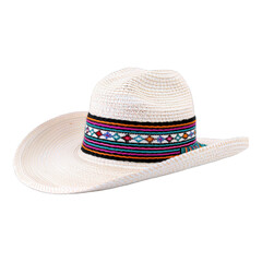 A sombrero with colorful stripes on transparent background