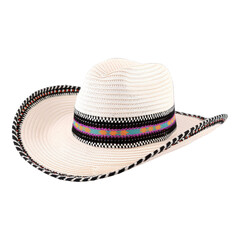 A sombrero with colorful stripes on transparent background