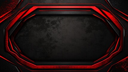 A striking black and red design with geometric shapes, creating a bold and modern aesthetic.