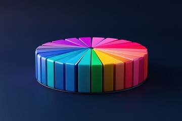 Obraz premium A multi-layered pie chart features segmented axes and radial distribution with vibrant color gradients. 