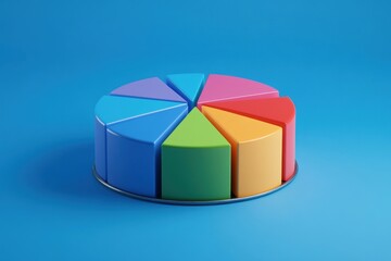 Obraz premium A multi-layered pie chart features segmented axes and radial distribution with vibrant color gradients. 