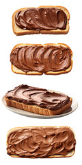 Obraz premium An enticing sequence of bread slices topped with rich chocolate spread, PNG