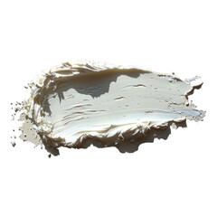 A thick white cream swatch isolated on a transparent background, in a top view.