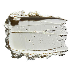A thick white cream swatch isolated on a transparent background, in a top view.