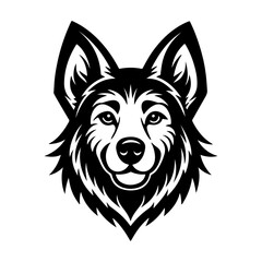 Naklejka premium Vector black and white illustration of dog head logo style isolated on a white background