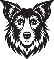 Obraz premium Vector black and white illustration of dog head logo style isolated on a white background