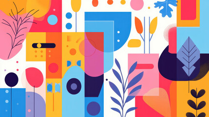 Fototapeta premium Bright and bold, this geometric multicolor gradient background adds a playful twist to any project with its modern cartoon style.