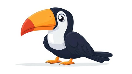 Obraz premium Bright and vibrant vector toucan in a fun, flat style, perfect for adding a tropical touch to any design. Colorful, modern illustration