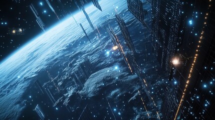 Majestic Space Station Orbiting the Earth