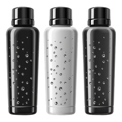 various plastic bottles for cosmetic storage on transparent background