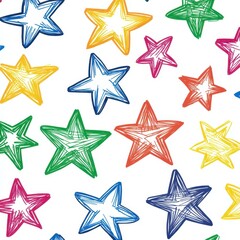 Obraz premium A whimsical collection of handdrawn stars, perfect for childrens artwork, set against a clean white background.