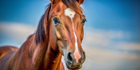 Close up of a horse's face with isolated background