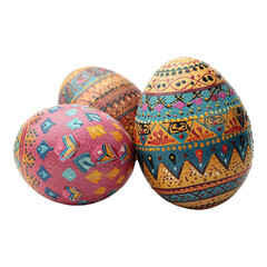 Colorful Easter eggs with colorful patterns on transparent background,ester decoration ,Apr 20,2025