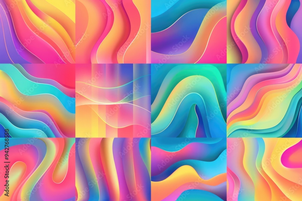 Aufkleber A set of four different colored abstract backgrounds
