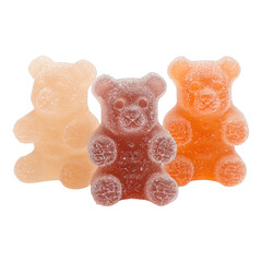 colorful three gummy bears on a transparent background