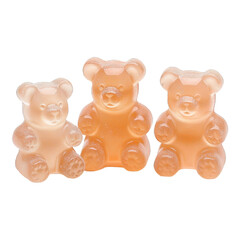 colorful three gummy bears on a transparent background